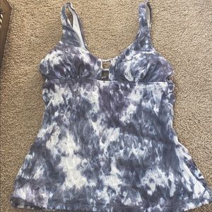 Athleta tankini top XXS grey white tie dye